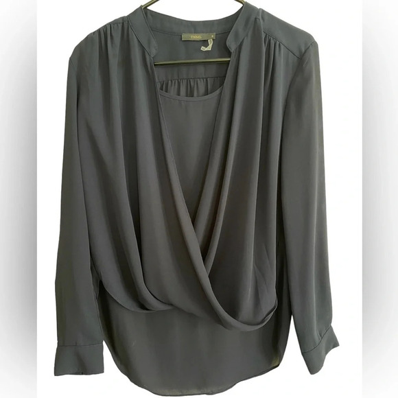 THML Tops - THML layered blouse in blue with attached tank